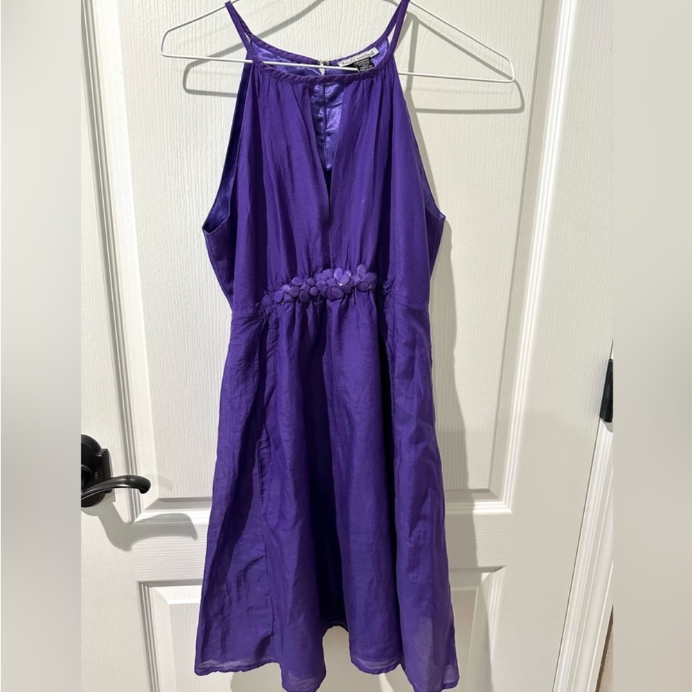 Body Central Purple Silk Sleeveless Skater Dress Sz S